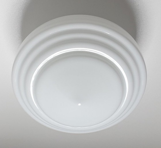 Large Art Deco Ceiling light in very good condition – Chrome, Glass (photo 11 of 19)