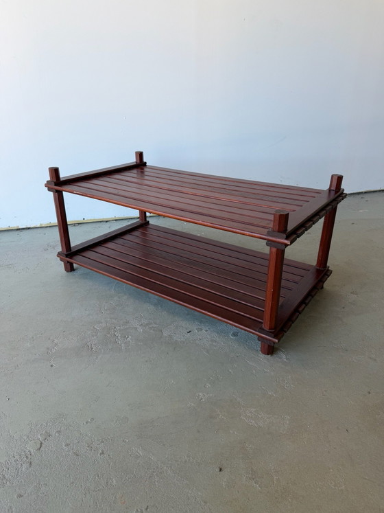 Slatted pine coffee table Scandinavian design vintage 70s, Wood, Brown (photo 10 of 12)