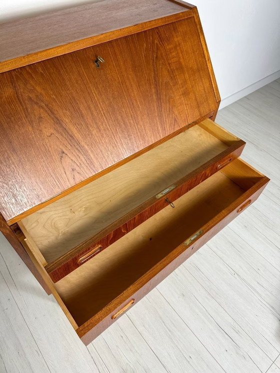 Image 1 of Vintage Mid Century Deense teakhouten secretaire jaren 60