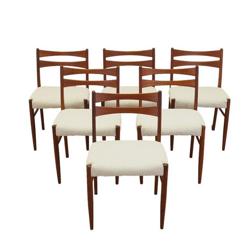 Sechs Teakholzstühle, dänisches Design, 1960er Jahre, hergestellt in Dänemark