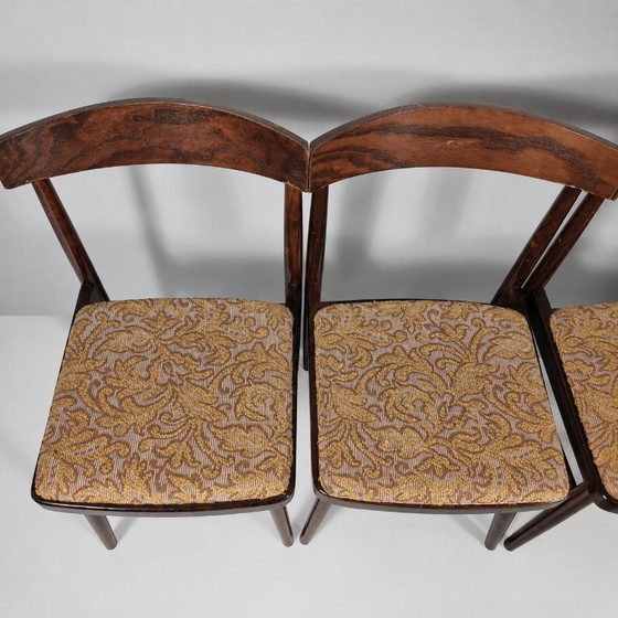 Image 1 of Vintage stoelen van beukenhout en stof, jaren 60, set van 5
