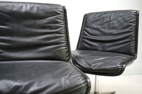Image 1 of Wilkhahn Delta 2er Set Konferenzstühle / Esszimmerstühle aus Leder von Delta, 1960