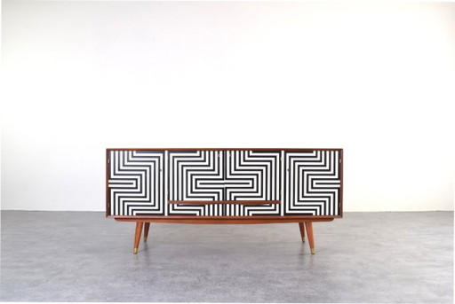 Mid-Century Op-Art Hand-Painted Sideboard from Sven Andersen Møbelfabrikk, 1960s