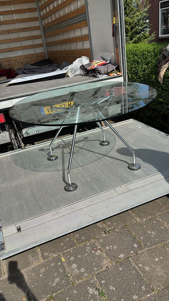 Image 1 of Italiaans Vintage Design Bureau Glazen Tafel Tecno Nomos by Norman Foster
