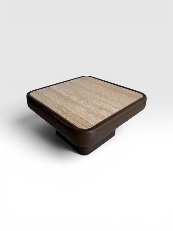 Image 1 of Travertine leather coffee table