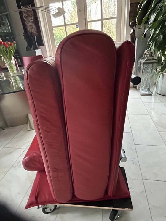 Rolf Benz 6500 Driezitsbank Rood Leer – 3-5 zitsbanken, Leather, rvs (photo 13 of 15)