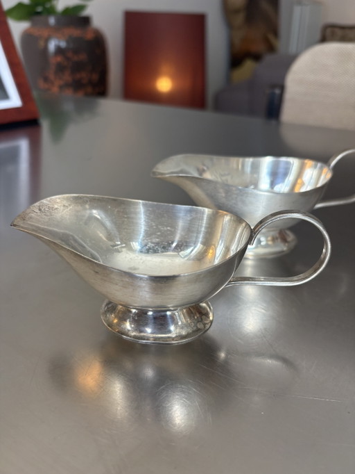 2 Silver Sauce Jugs – tafelaccessoires, Metal