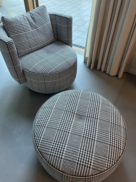 Image 1 of Minotti Swivel Chair with Puffer Cushion