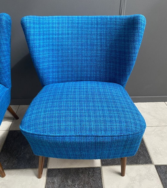 Image 1 of Set van 2 cocktailstoelen, blauw, jaren 60.