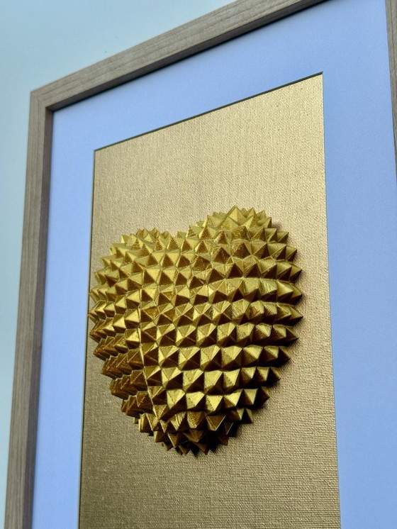 Image 1 of 3D Geometric Heart Wall Art – Gold Heart