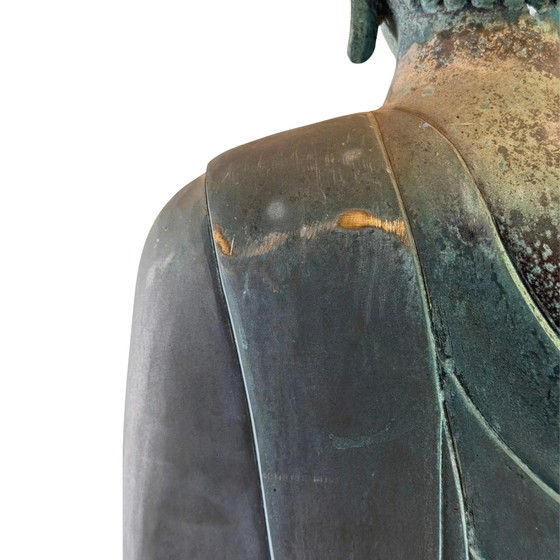 Monumental Thai Bronze Buddha – Sukhothai Style – Dated 1961 – 190 cm – Sculpture (photo 13 of 20)
