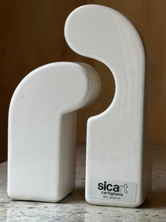 Pino Spagnolo per Sicart Italy Saliera e pepiera - Set in ceramica "abbracciante" anni '70 Space Age - (photo 3 of 20)