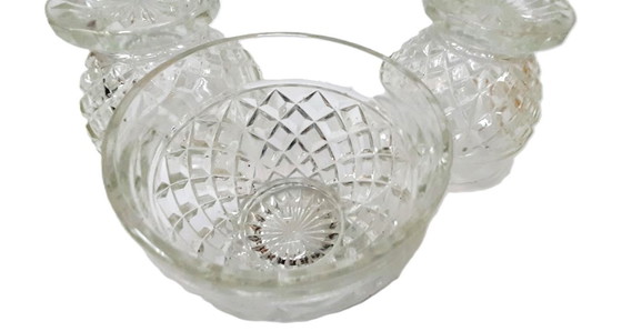 Image 1 of Set di 3 bicchieri in vetro taglio diamante in cristallo vintage, altezza 8 cm e diametro 8,5 cm