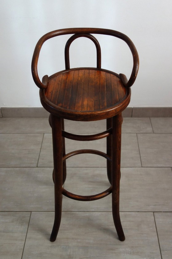 Image 1 of Children's high stool in curved wood, 1890s