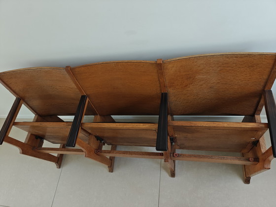 Image 1 of Vintage theaterbankje 'Amsterdamse school' 