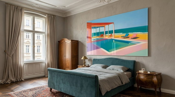 Architecture Pool Summer – Art Deco & Mid-Century Acrylic Glass Artwork 170 × 100 cm – Art Prints, Plexiglass (photo 5 of 7)