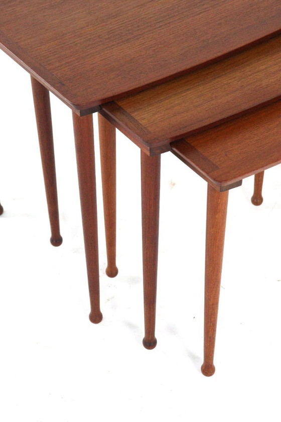 Image 1 of Jørgen Aakjær Jørgensen for Møbelintarsia nesting tables vintage Danish design