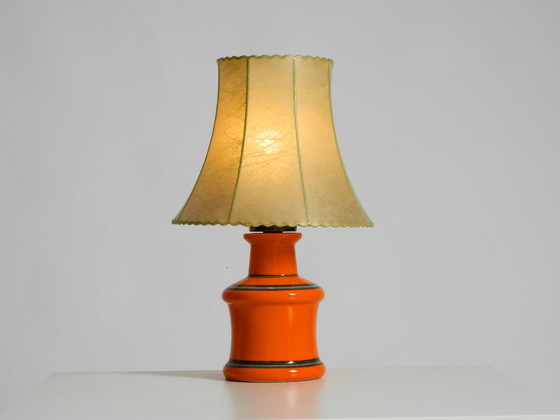 Beautiful 1960s Orange Ceramic Table Lamp With Cocoon Shade | Made in Italy (photo 6 of 20)