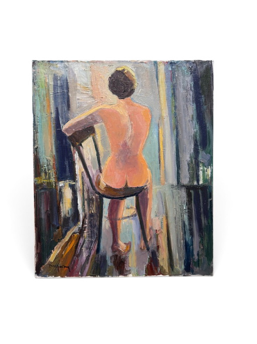 Nude French oil on canvas painting – schilderijen tekeningen (photo 2 of 6)