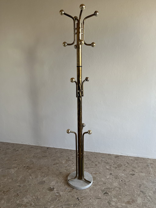 Appendiabiti da terra vintage italiano con base in marmo, anni '70