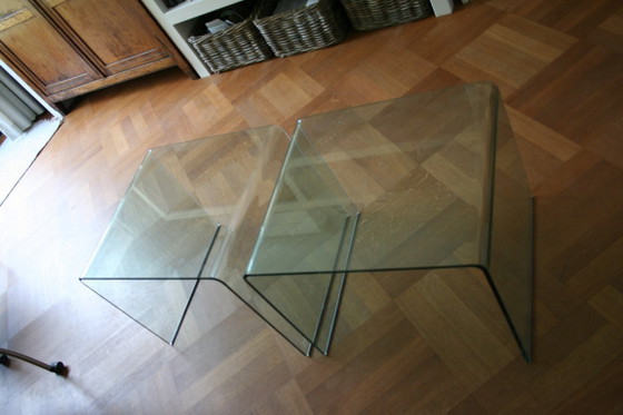 2 mesas auxiliares originales FIAM Italia D-LI – Cristal curvado – Fabricadas en Italia – Glass (photo 20 of 22)