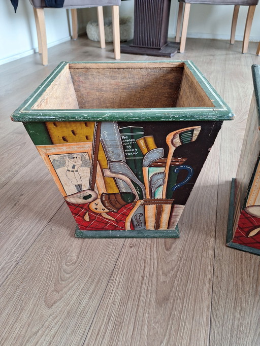 Vintage hand-painted paper baskets / planters