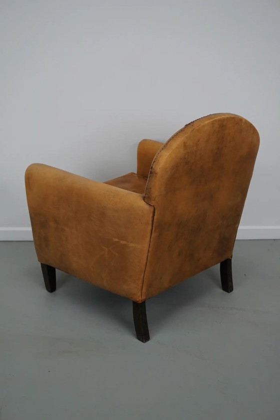 Image 1 of Vintage Nederlandse Cognackleurige Leren Clubfauteuil