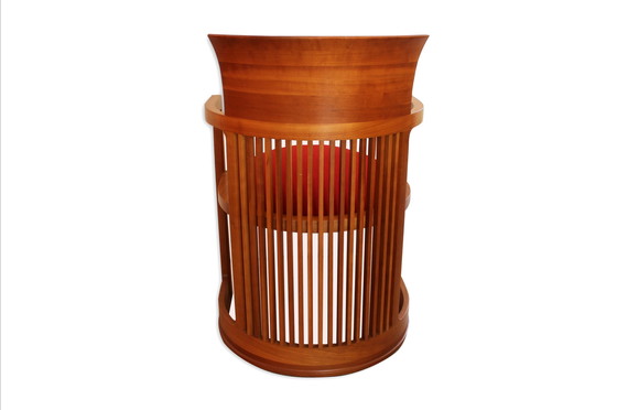 Image 1 of Sedie "Barrel" di Frank Lloyd Wright per Cassina, 1986, set di 4 rosse
