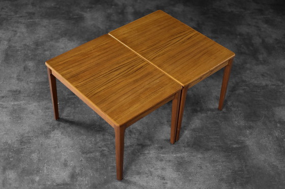 Image 1 of Vintage Mid-Century Scandinavian Modern Brown Teak Side Tables by Albert Larsson for Alberts Tibro, 1960s, Set of 2