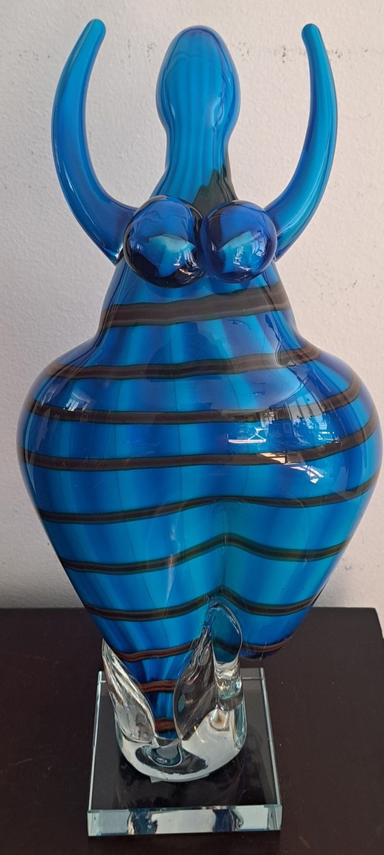 Moderne blauwe dansende vrouw , glasobject – Glaskunst (photo 9 of 10)
