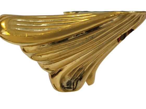 Image 1 of Table d'appoint - style Hollywood Regency - plaqué or - laiton - années 70