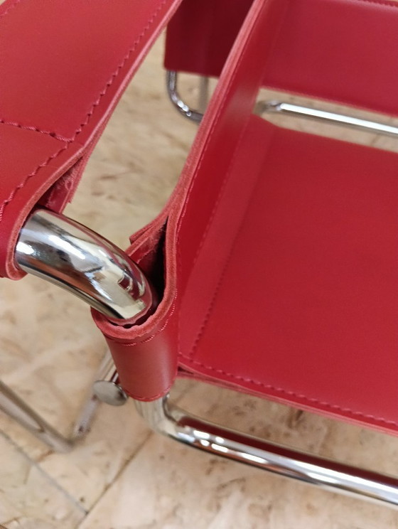 Image 1 of KNOLL Studio Set van 2 WASSILY B3 fauteuils (NIEUW) in rood leer