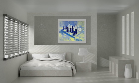 Original Oil Painting Modern Art Symbolism Chess White And Black – Paintings & Drawings, Canvas (photo 3 of 5)