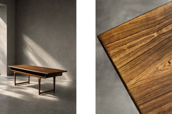 Image 1 of Mesa de centro danesa de palisandro, estilo moderno de mediados de siglo, con estante, década de 1960.
