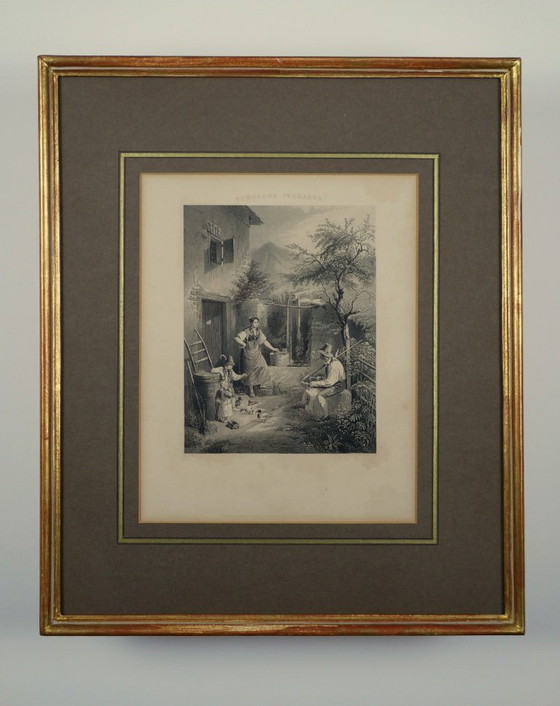 Image 1 of Antique engraving - Tyrolean Peasants by A. Payne after Quaglio the Younger