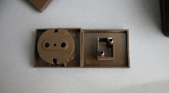 Image 1 of Large collection of vintage brown light and socket switches from the 1970s, brand BLASS.