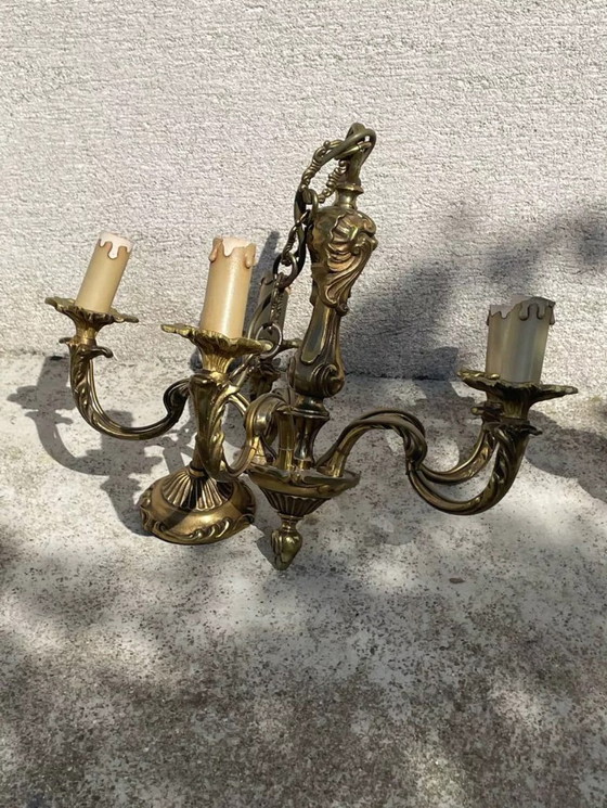 Image 1 of 2 lampadari in ottone Luigi XV, 5 e 6 lampadine