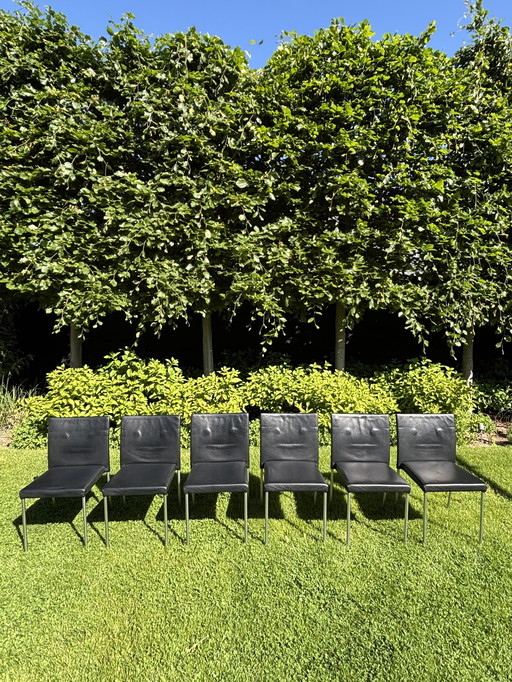 6x (Set) Walter Knoll Jason Lite Chair Black Leather