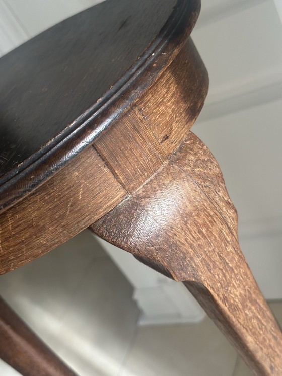 Jugendstil Art Deco Pflanzentisch Cabriole Beine, Holz, Braun (Foto 12 von 12)