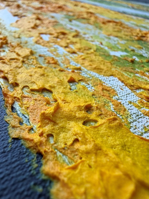 Birch IV – Organic abstract painting inspired by birch bark | 50x50 cm