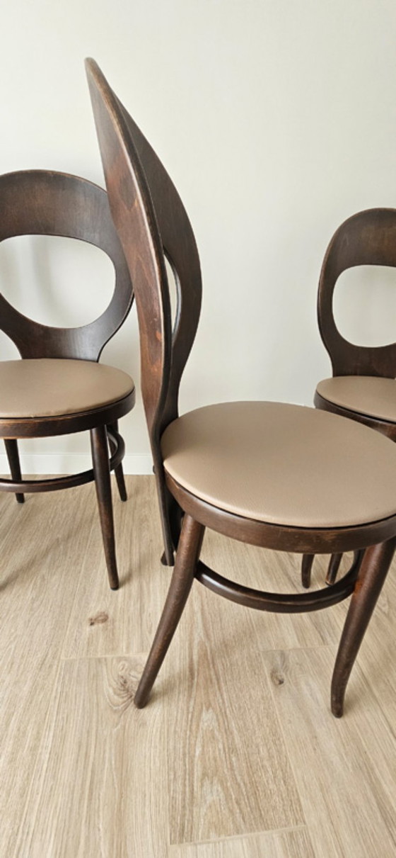 Image 1 of 🪑 Set van 4 Baumann “Seagull” stoelen – gebogen hout