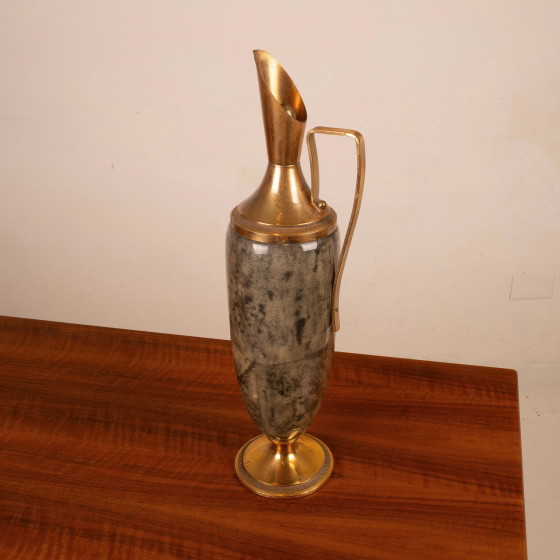 Termo Macabo de pergamino gris y latón Cusano Milanino, Italia 1960 – Carritos de bar, Brass (photo 7 of 18)