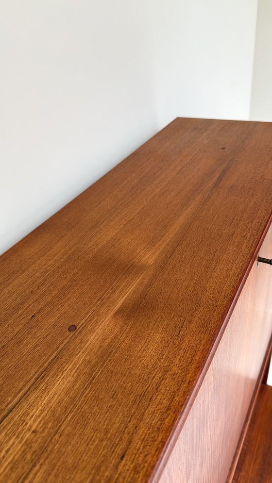 Image 1 of Vintage houten kast met lades en klep