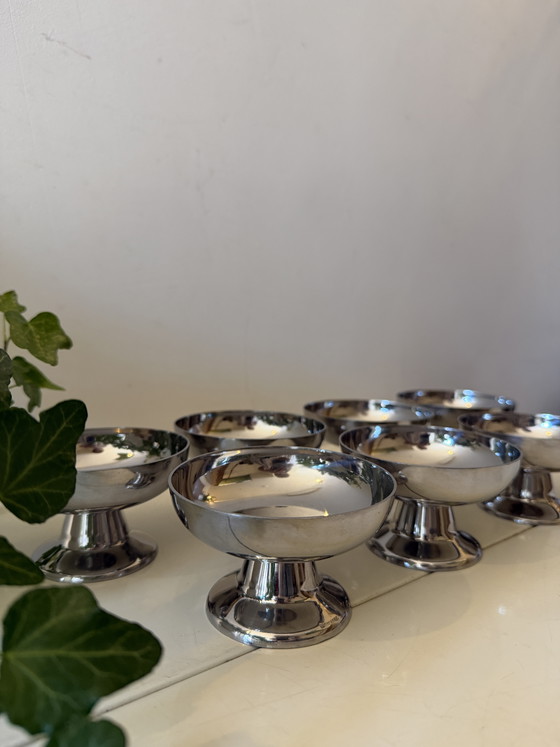 Image 1 of Set of 7 Chrome ice cream coupes