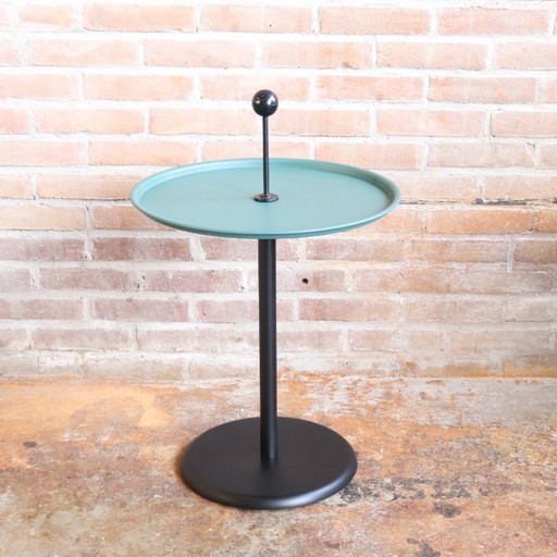 Vintage 80s side table black green round metal