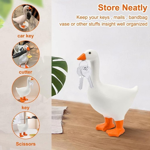 Pipihome Porte-clés magnétique oie, 1 pièce Statue en résine mignonne