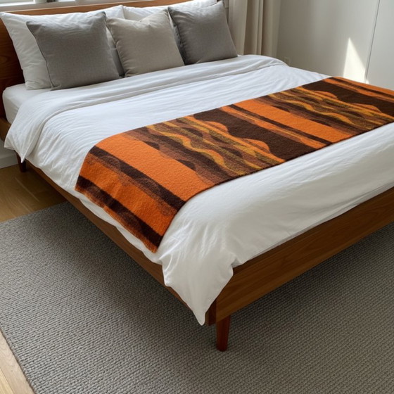 Aabe Zuiver Scheerwol Oranje En Bruine Wollen Deken Jaren 70 – Decoratieve objecten, Wool (photo 8 of 13)