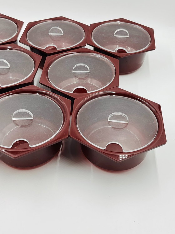 Image 1 of Set of 8 vintage Dupont Belgium hexagonal pots