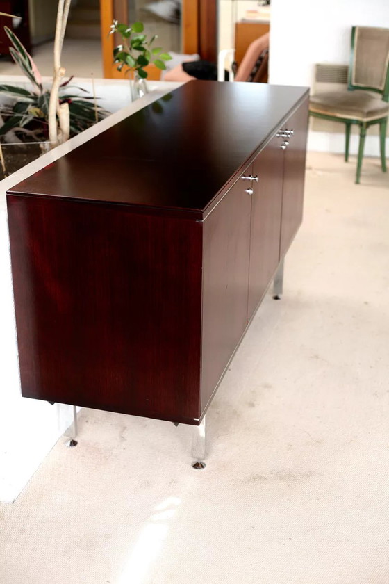 Image 1 of Solid Wood and Steel Sideboard France Circa 1970 Négroni Edition