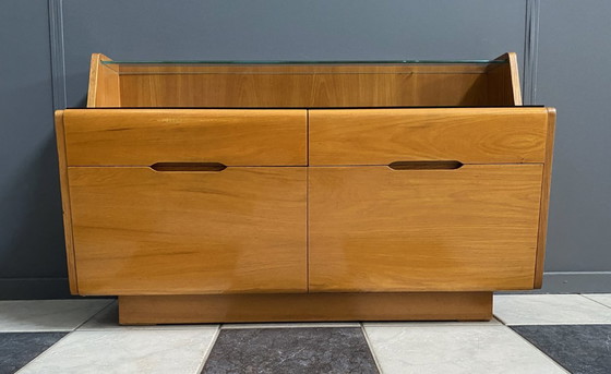 Image 1 of lowboard  with black glass top 1960s